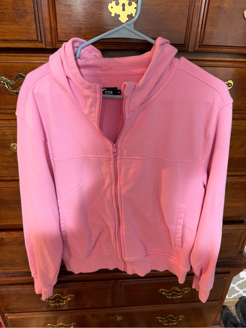 ZYIA Women's Pink Full-Zip Hooded Sweatshirt